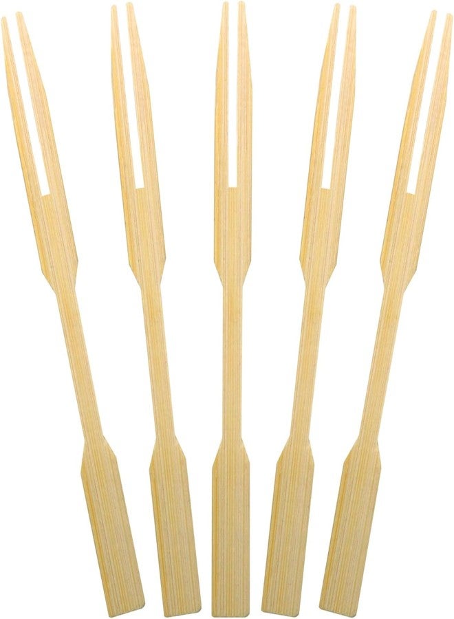 BLUETOP [2 Packs of 110 PCS] 3.5 inch Appetizer Picks, Prong Mini Fork for Appetizers, Cocktail Forks Appetizer Forks, Bamboo toothpicks for Appetizer, Wooden Food Picks for Fruit, Charcuterie Accessories. - Image 1
